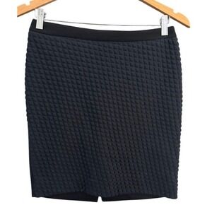 Axara Paris Black Textured Quilted Pencil Skirt Size S Made in France